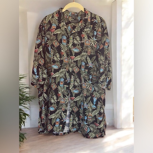 Van Heusen washable rayon Hawaiian shirt with beer/cocktail motif size XXL - Picture 1 of 5
